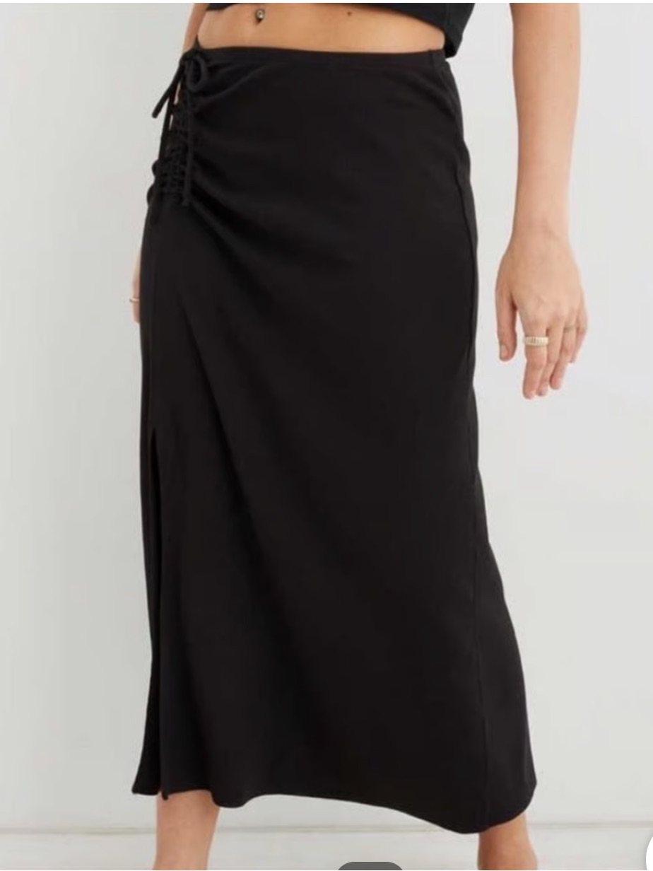 Aerie The Beachwalk Ribbed Cotton Blend Midi Skirt Size Large